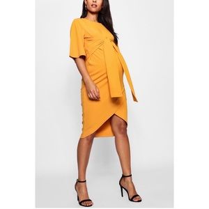 Maternity Kimono Wrap Over Midi Dress